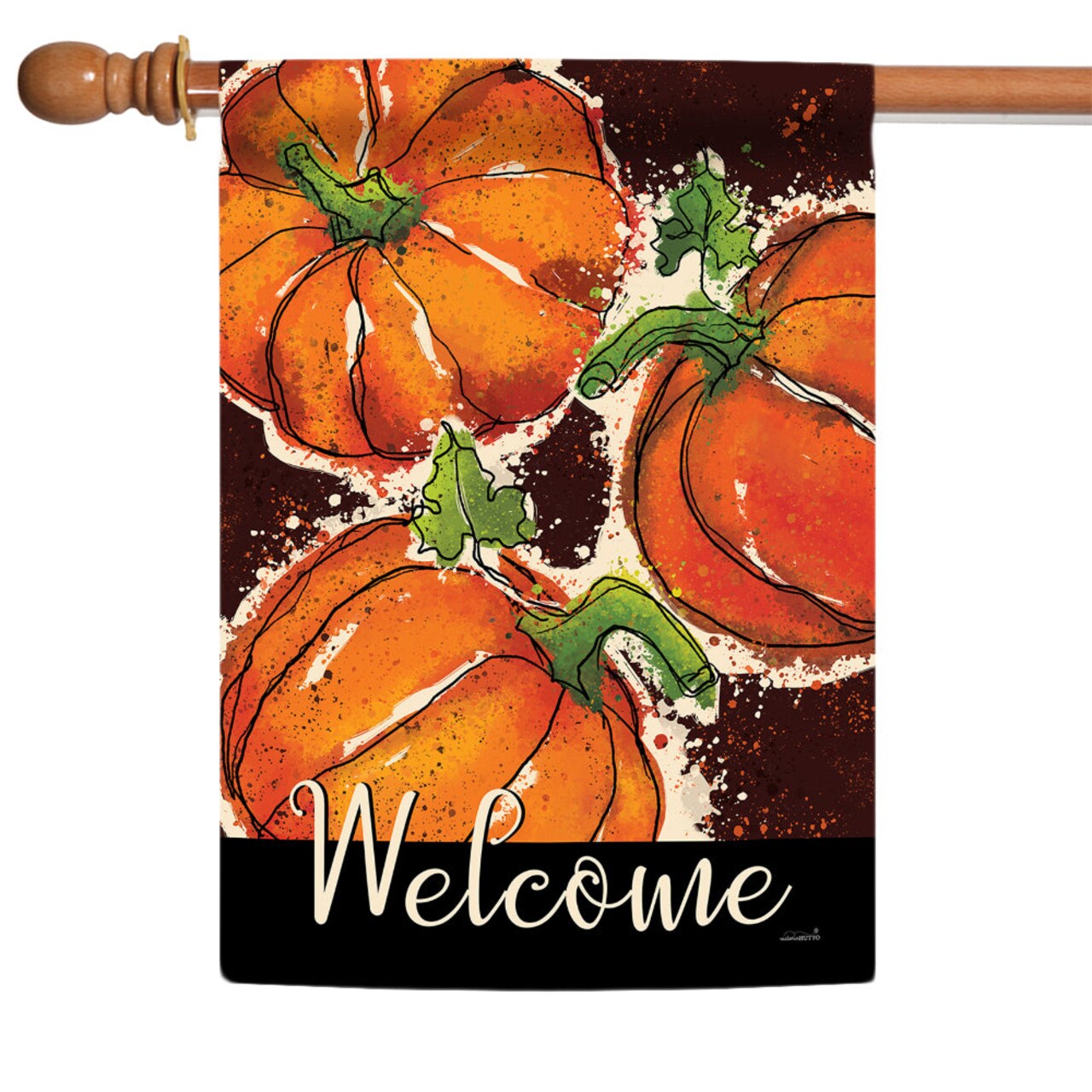 Painted Pumpkin Welcome Decorative Fall Double Sided Flag